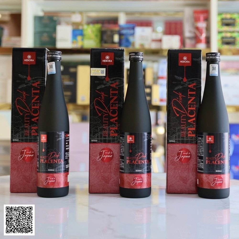 Nước Uống Nhau Thai Hebora Beauty Drink Placenta Trắng Da Mờ Nám Từ Nhật Bản Liệu Trình 500ml x 3 Chai