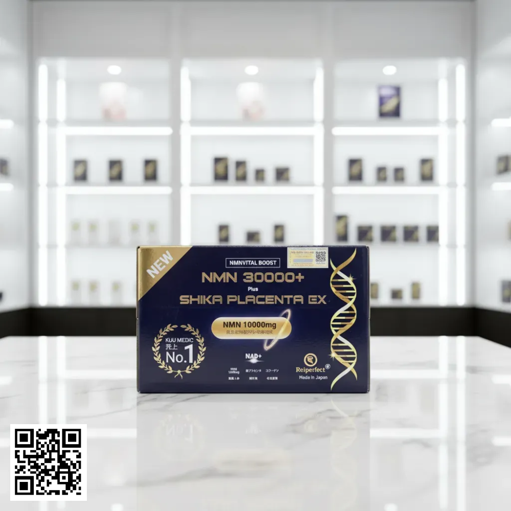 NMN 30000+ Plus Shika Placenta Ex Reiperfect Nước Uống Trẻ Hóa Tế Bào Nhật Bản NMN1000mg Hộp 10 Chai * 50ml 