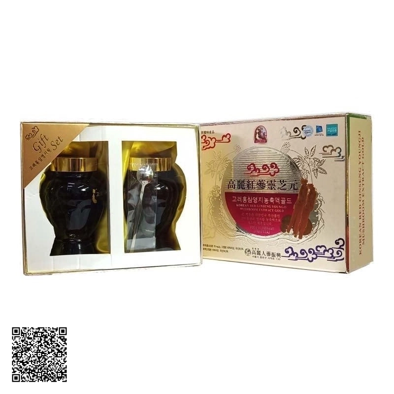 Cao Linh Chi Nhân Sâm Taewoong Food Korean Red Ginseng Youngji Mushroom Extract Gold Hàn Quốc (300g x 2 lọ)