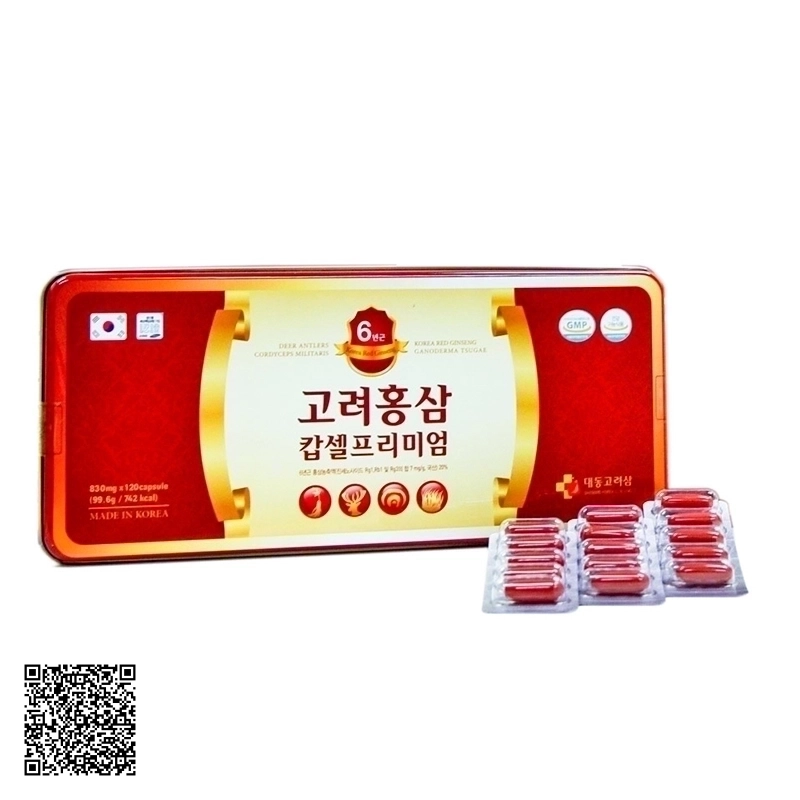Viên Hồng Sâm Nhung Hươu Linh Chi Đông Trùng Hạ Thảo Daedong Korea Red Ginseng Ganoderma Tsugae 120 Viên