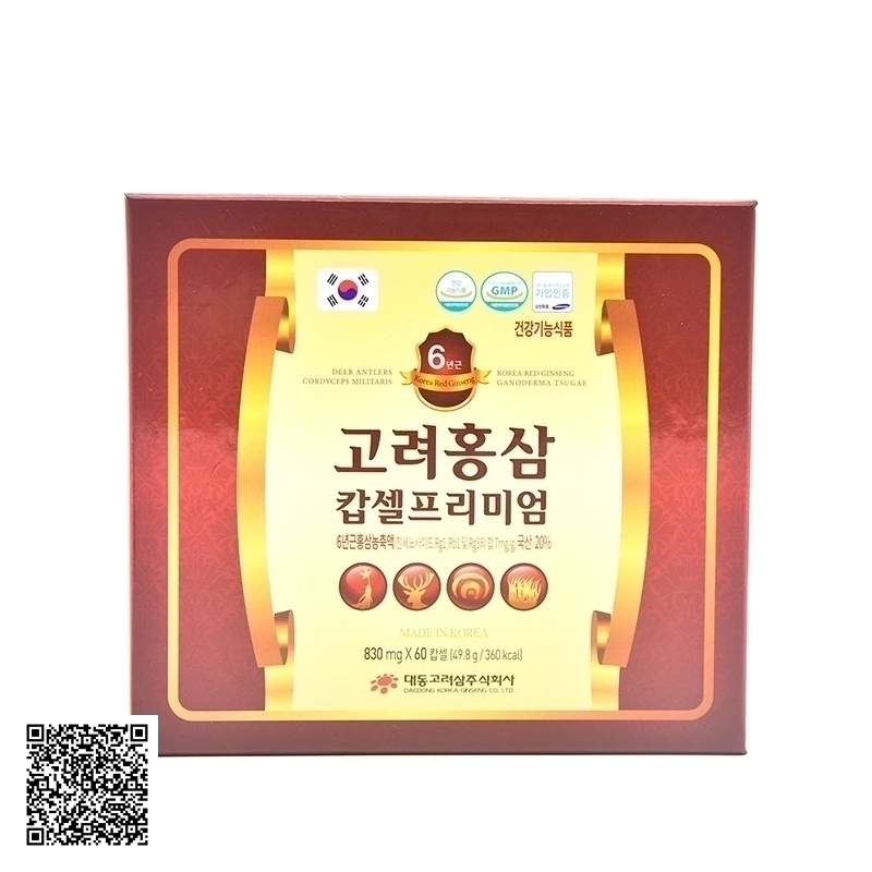 Viên Hồng Sâm Nhung Hươu Linh Chi Đông Trùng Hạ Thảo Daedong Korea Red Ginseng Ganoderma Tsugae 60 Viên