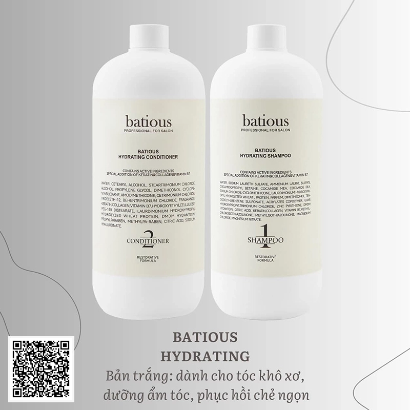 Bộ Gội Xả Salon Batious Trắng Cao Cấp Giúp Dưỡng Ẩm Và Phục Hồi Tóc Chẻ Ngọn