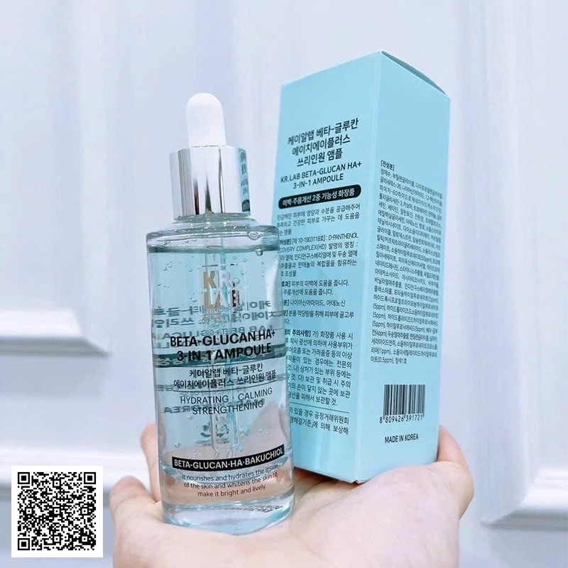 Serum dưỡng trắng phục hồi da Kr.Lab+ Beta-Glucan HA+ 3-In-1 Ampoule Từ Hàn Quốc