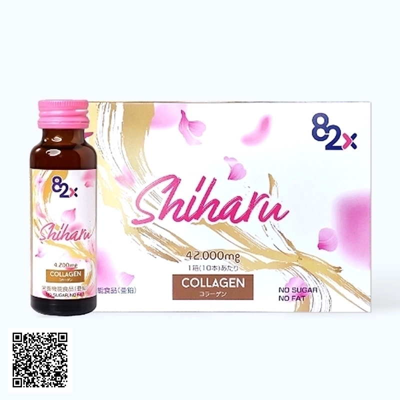Nước Uống 82X Shiharu Collagen Từ Nhật Bản Hộp 10 Lon