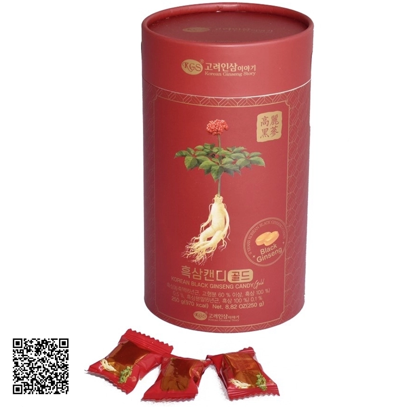 Kẹo Hắc Sâm KGS Korean Black Ginseng Candy Gold Hộp Giấy 250g