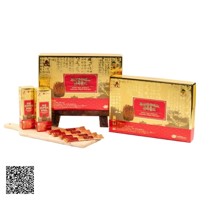 Nước Hắc Sâm Đông Trùng Hạ Thảo KGS Korean Black Ginseng Cordyceps Militaris Liquid Gold 30 Gói