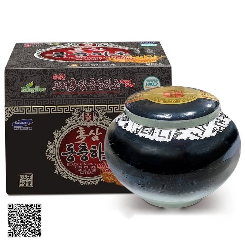 Cao Hắc Sâm Đông Trùng Kanghwa Black Red Ginseng Cordyceps Militaris Royal Gold 1000g