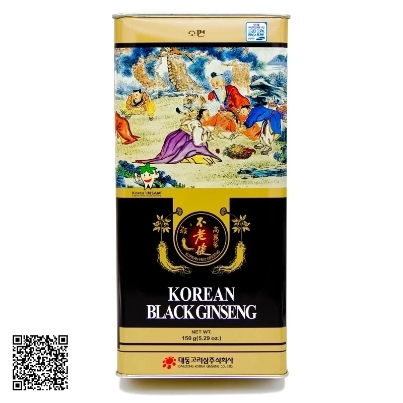 Hắc Sâm Củ Khô Daedong Korean Black Ginseng Hộp Thiếc Từ Hàn Quốc
