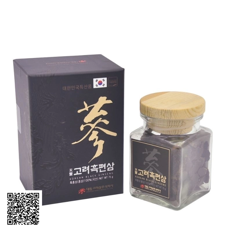 Hắc Sâm Củ Khô Thái Lát Daedong Korean Black Ginseng 1 Lọ 75g