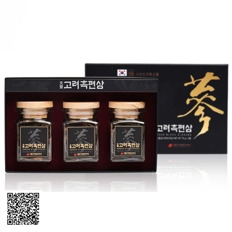 Hắc Sâm Củ Khô Thái Lát Daedong Korean Black Ginseng (3 Lọ X 75g)