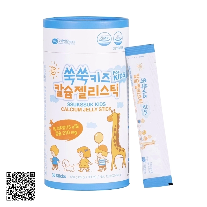 Thạch Hồng Sâm Baby KGS Ssukssuk Kids Calcium Jelly Stick 30 Gói