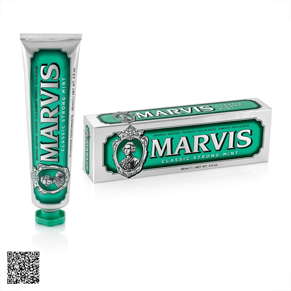 Kem Đánh Răng Marvis Classic Strong Mint Toothpaste Màu Xanh Lá Hương Bạc Hà 85ml