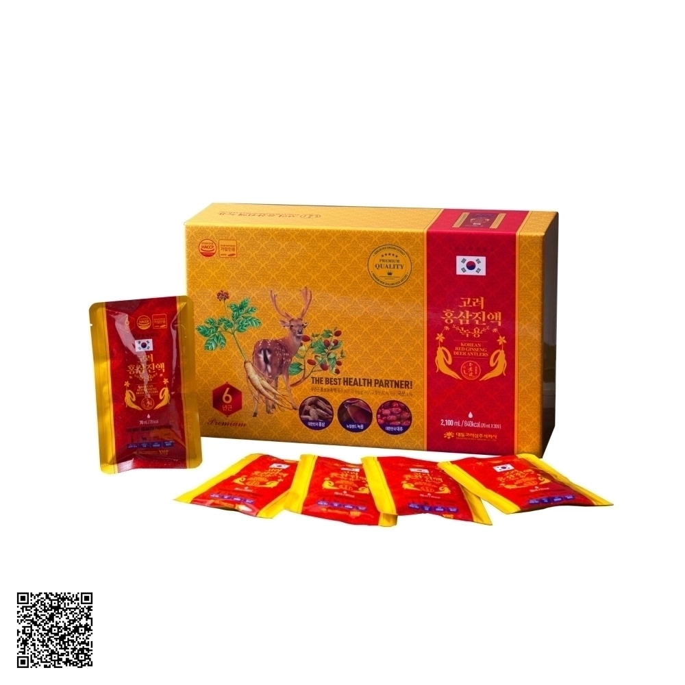 Nước Hồng Sâm Nhung Hươu Daedong Korean Red Ginseng Deer Antlers 30 Gói