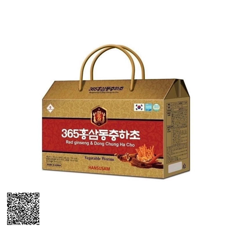 Nước Hồng Sâm Đông Trùng Hạ Thảo Hansusam Vegetable Worms Red Ginseng Dong Chung Ha Cho Từ Hàn Quốc 20 Gói