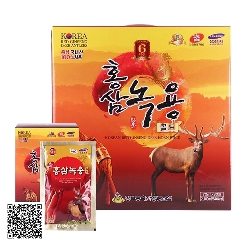 Nước Hồng Sâm Nhung Hươu Kyungpook Korean Red Ginseng Deer Horn Juice Từ Hàn Quốc 30 Gói