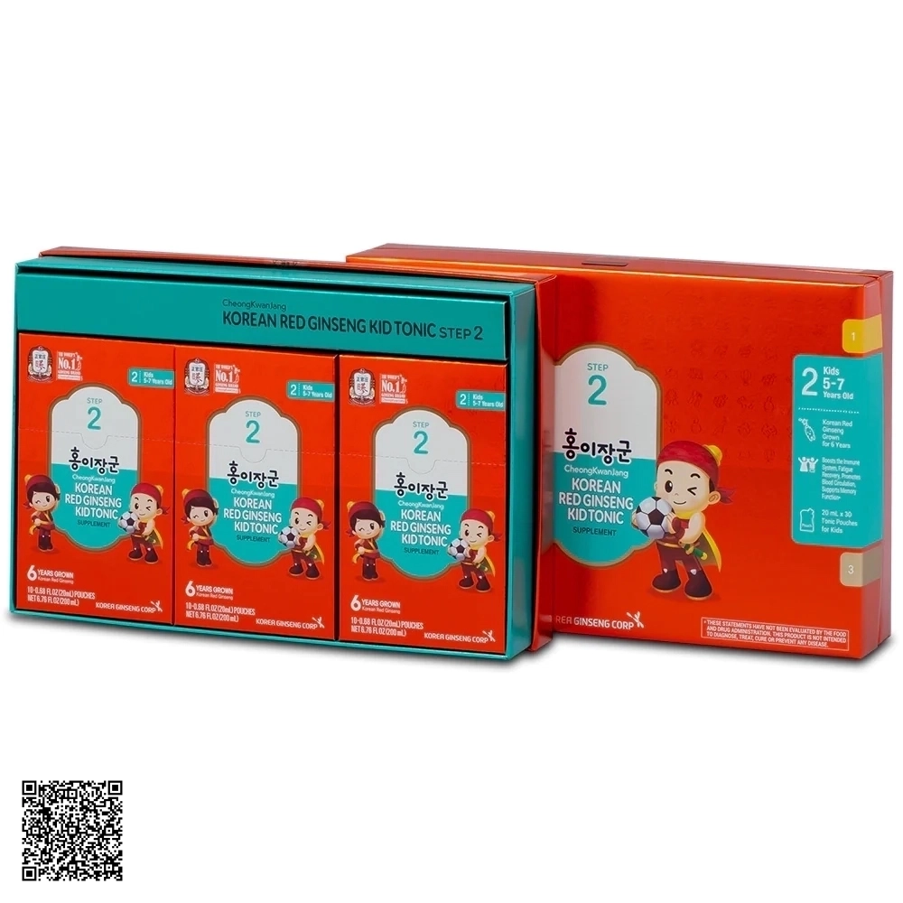 Nước Hồng Sâm Baby KGC Korean Red Ginseng Kid Tonic Supplement Step 2 Từ Hàn Quốc 30 Gói