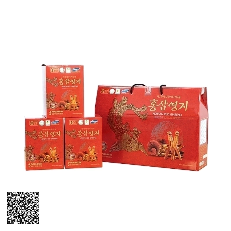 Nước Hồng Sâm Linh Chi Pocheon Korean Red Ginseng Lingzhi Drink Gold Từ Hàn Quốc 30 Gói