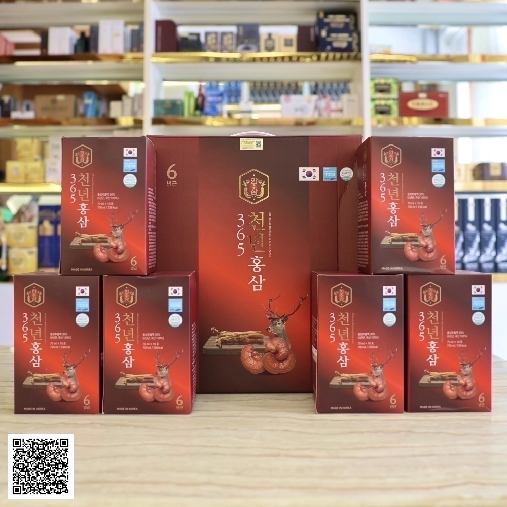 Nước Hồng Sâm Nhung Hươu Linh Chi 365 Korean Red Ginseng & Cordyceps Từ Hàn Quốc 60 Gói