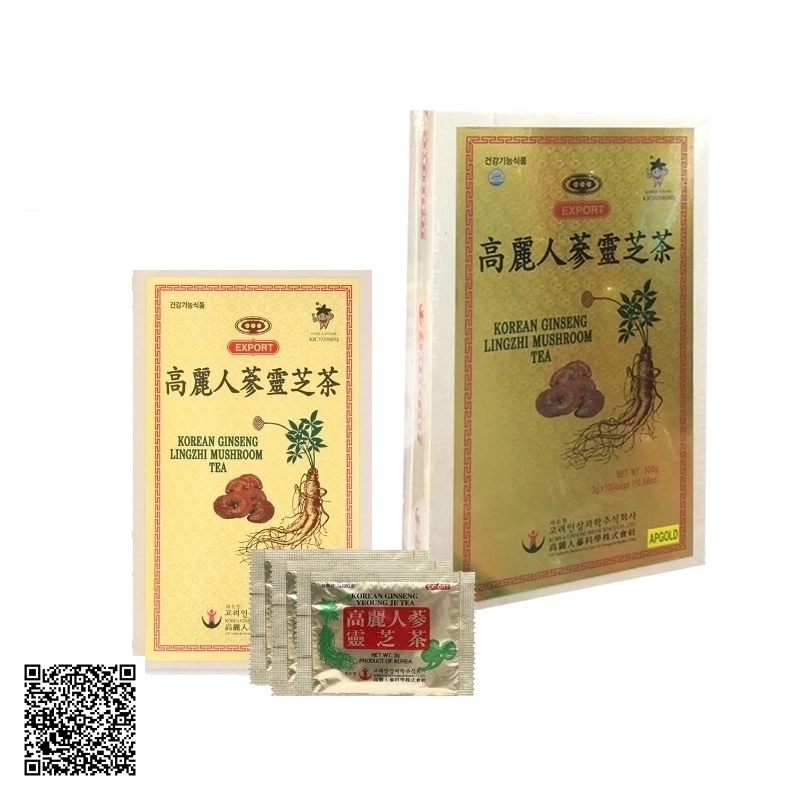 Trà Hồng Sâm Linh Chi Bio Apgold Korean Ginseng Lingzhi Mushroom Tea Từ Hàn Quốc 100 Gói
