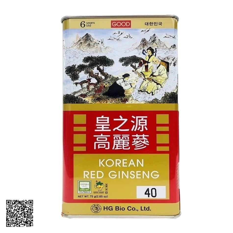 Hồng Sâm Củ Khô HG Bio Korean Red Ginseng Hộp Thiếc Từ Hàn Quốc 6 Củ