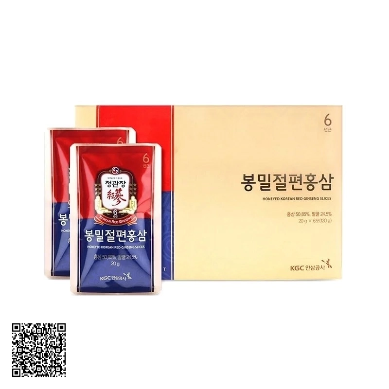 Hồng Sâm Thái Lát Tẩm Mật Ong KGC Honeyed Korean Red Ginseng Slice Từ Hàn Quốc 6 Gói