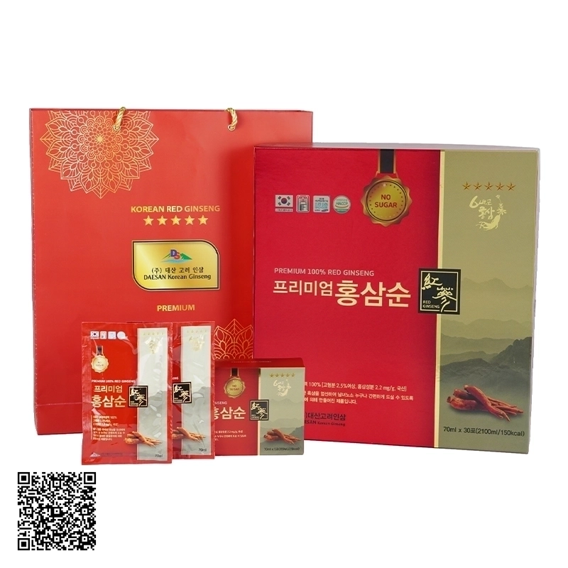 Nước Hồng Sâm Không Đường Daesan Premium 100% Red Ginseng Từ Hàn Quốc 30 Gói
