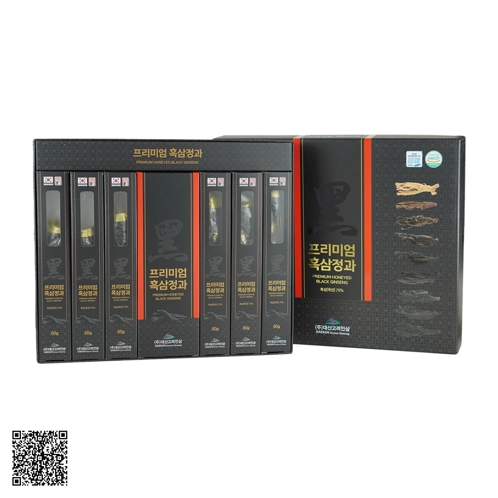 Hắc Sâm Tẩm Mật Ong Daesan Premium Honeyed Black Ginseng Từ Hàn Quốc 6 Củ