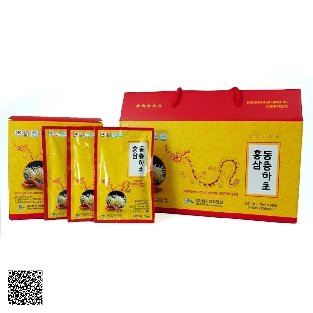 Nước Hồng Sâm Đông Trùng Hạ Thảo Daesan Korean Red Ginseng Cordyceps Từ Hàn Quốc 20 Gói