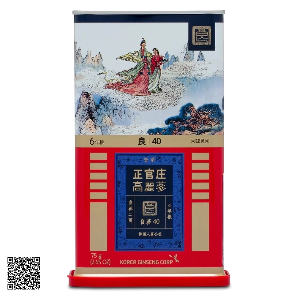 Hồng Sâm Củ Khô KGC Korean Red Ginseng Số 40 Hộp Thiếc Từ Hàn Quốc 75g