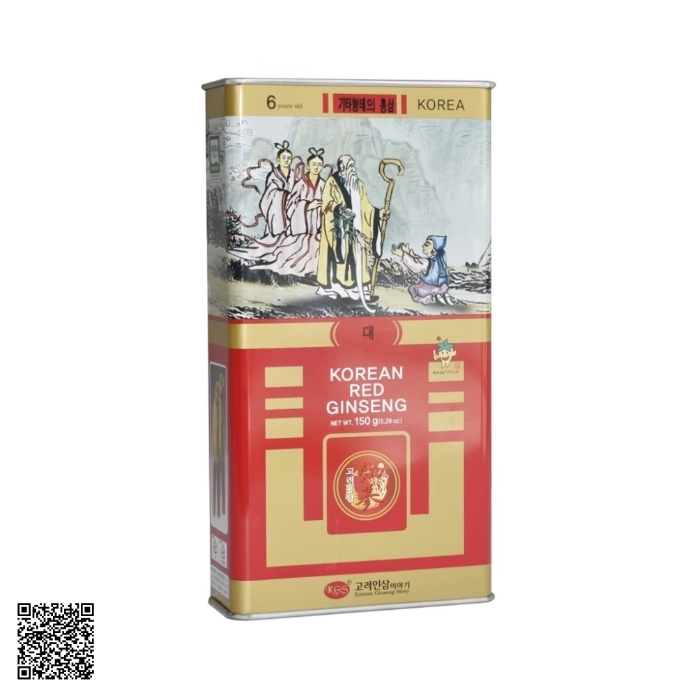 Hồng Sâm Củ Khô KGS Korean Red Ginseng Punggi Hộp Thiếc 150g (6-10 Củ)