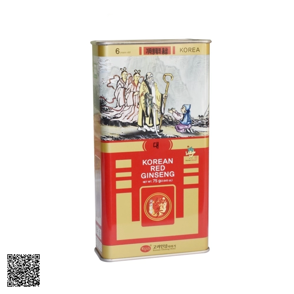 Hồng Sâm Củ Khô KGS Korean Red Ginseng Punggi Hộp Thiếc Từ Hàn Quốc 75g (3-5 Củ)