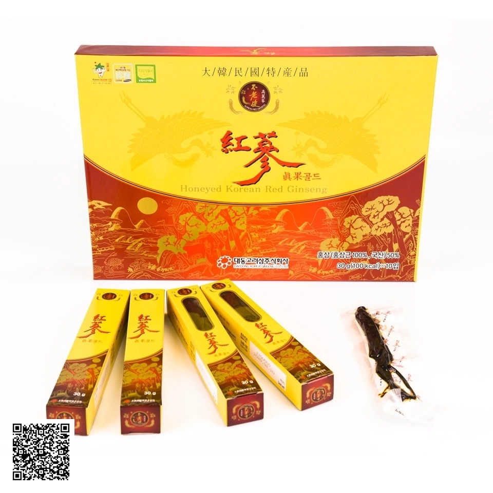 Hồng Sâm Củ Tẩm Mật Ong Daedong Honeyed Korean Red Ginseng Từ Hàn Quốc 10 Củ