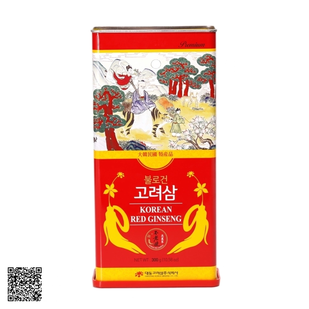 Hồng Sâm Củ Khô Daedong Korean Red Ginseng Hộp Thiếc 300g (11-20 Củ)