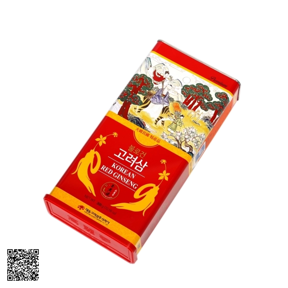 Hồng Sâm Củ Khô Daedong Korean Red Ginseng Hộp Thiếc 300g (10 Củ)