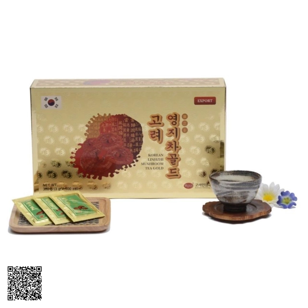 Trà Linh Chi Hàn Quốc KGS Korean Lingzhi Mushroom Tea Gold Từ Hàn Quốc 100 Gói