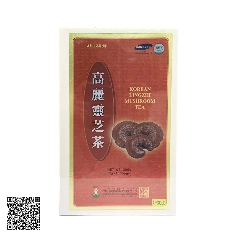 Trà Linh Chi Bio Apgold Korean Lingzhi Mushroom Tea Hộp Gỗ Từ Hàn Quốc 100 Gói