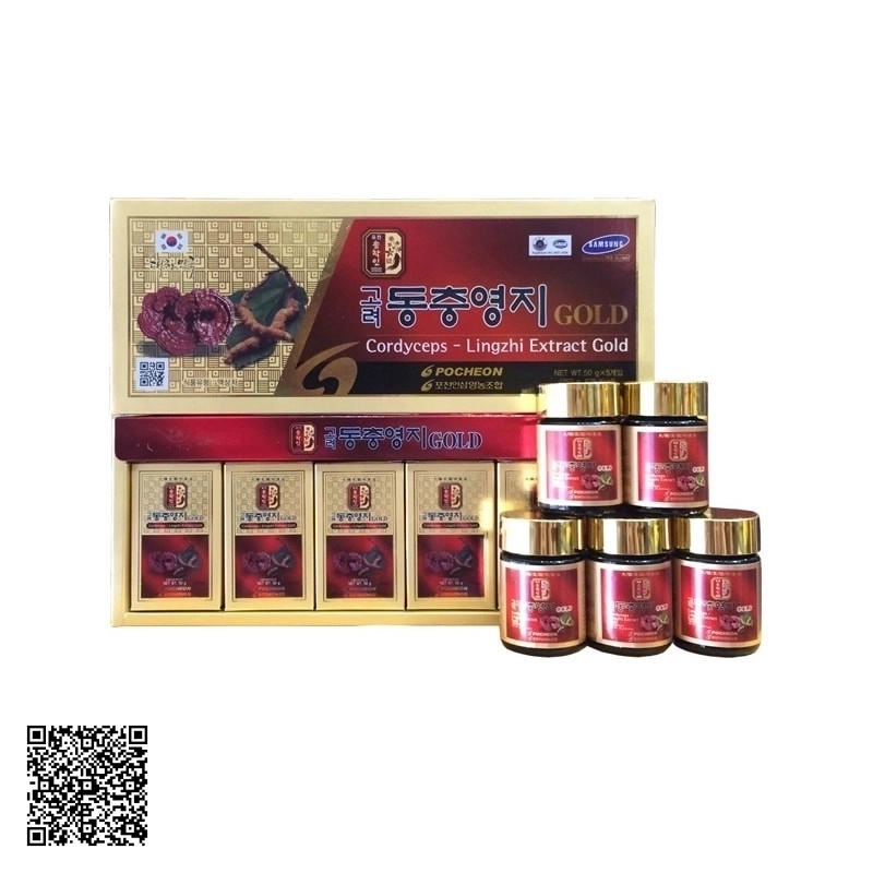 Cao Linh Chi Đông Trùng Hạ Thảo Pocheon Cordycep Lingzhi Extract Gold Từ Hàn Quốc 5 Lọ