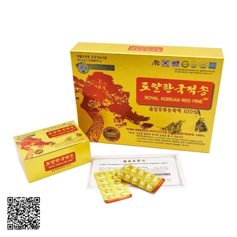 Tinh Dầu Thông Đỏ Hoàng Gia Royal Korean Red Pine Từ Hàn Quốc 120 Viên