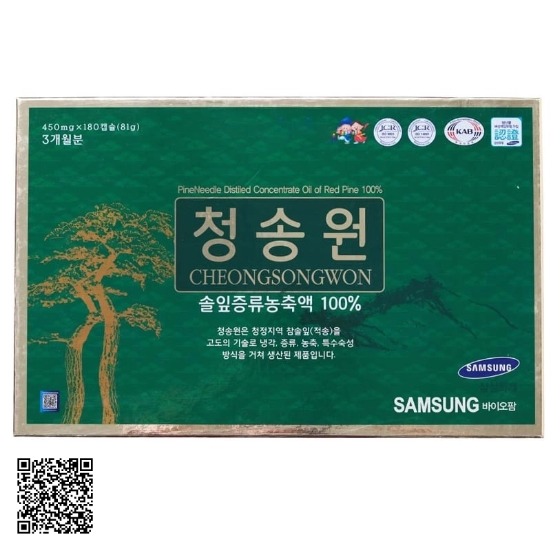 Viên Tinh Dầu Thông Đỏ Cheong Song Won Hộp Xanh Từ Hàn Quốc 180 Viên