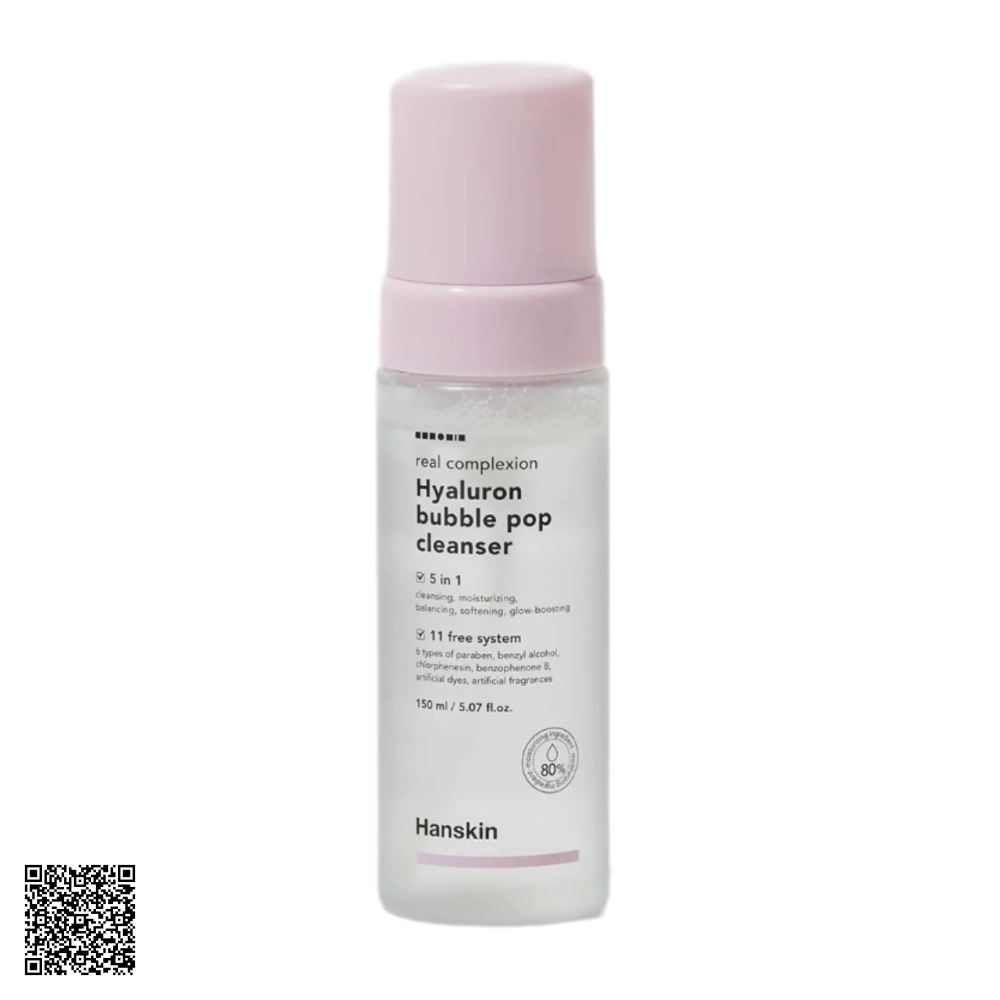 Sửa Rửa Mặt Hanskin Real Complexion Hyaluron Bubble Pop Cleanser Từ Hàn Quốc 150ml