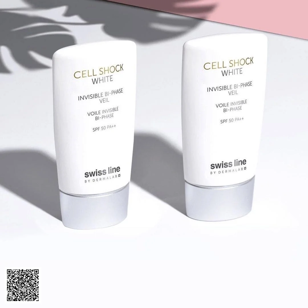 Swissline Cell Shock White Brightening Bi-Phase Veil SPF 45 PA+++ Kem Chống Nắng Nhũ Tương Bảo Vệ Và Làm Trắng Da