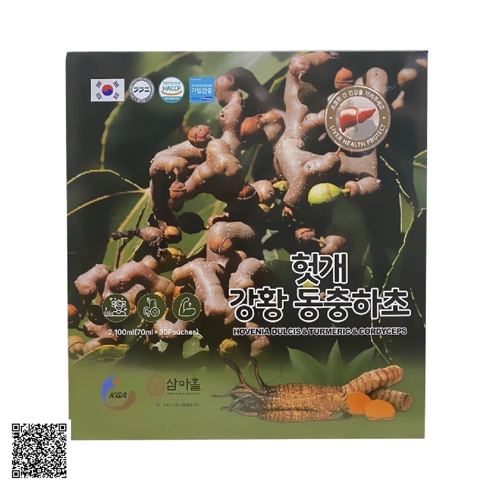 Nước Mát Gan Đông Trùng Hạ Thảo Kết Hợp Nghệ Vàng KGA Hovenia Dulcis & Turmeric & Cordyceps Từ Hàn Quốc