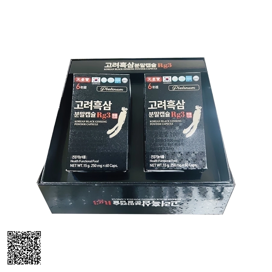 Viên Hắc Thiên Sâm RG3 Korean Black Ginseng Powder Capsule Từ Hàn Quốc 120 Viên