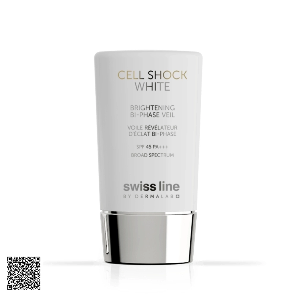 Nhũ Tương Dưỡng Trắng Da Swissline Cell Shock White Brightening Bi-Phase Veil SPF 45 PA+++ Từ Thuỵ Sĩ 45ml