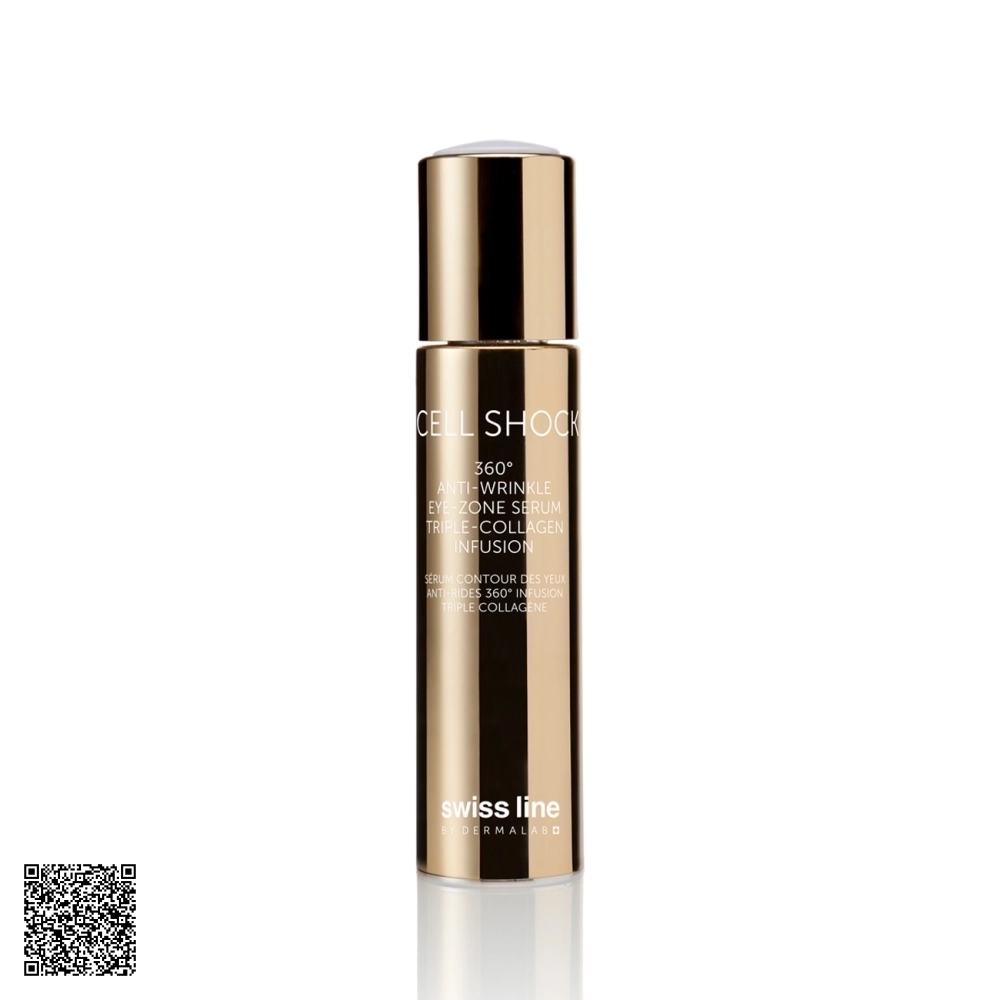 Tinh Chất Xoá Nhăn Vùng Mắt Swissline Cell Shock 360 Anti-Wrinkle Eye-Zone Serum Triple-Collagen Infusion Từ Thuỵ Sĩ 15ml