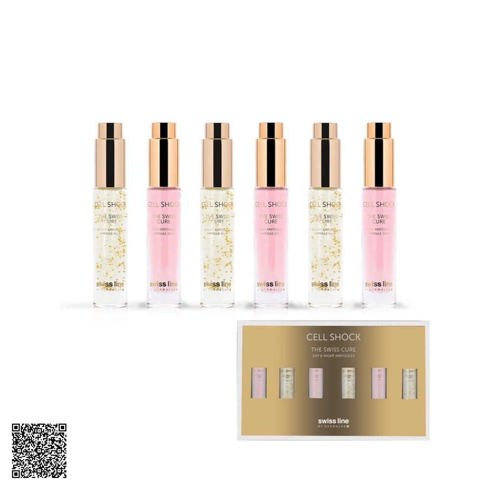 Tinh Chất Phục Hồi Da Swissline Cell Shock The Swiss Cure - Day & Night Ampoules Từ Thuỵ Sĩ 6 Lọ