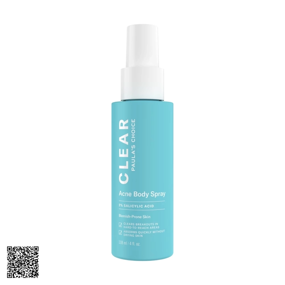 Xịt Giảm Mụn Cho Cơ Thể Paula’s Choice Clear Acne Body Spray Từ Mỹ 118ml