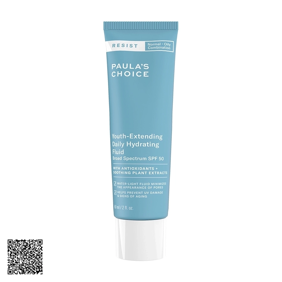 Kem Chống Nắng Phổ Rộng Paula’s Choice Resist Youth-Extending Daily Hydrating Fluid SPF50 Từ Mỹ 60ml
