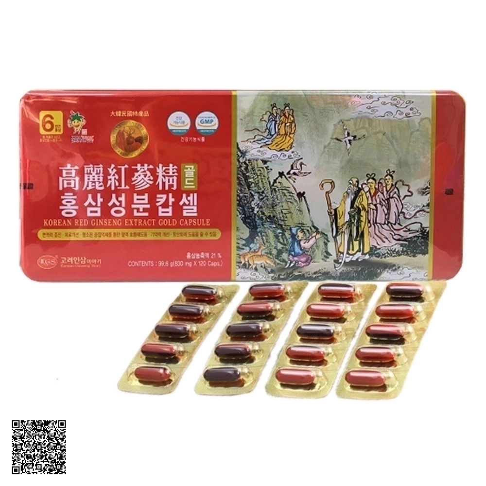 Viên Hồng Sâm Nhung Hươu Linh Chi KGS Korean Red Ginseng Extract Gold Capsules Từ Hàn Quốc 120 Viên
