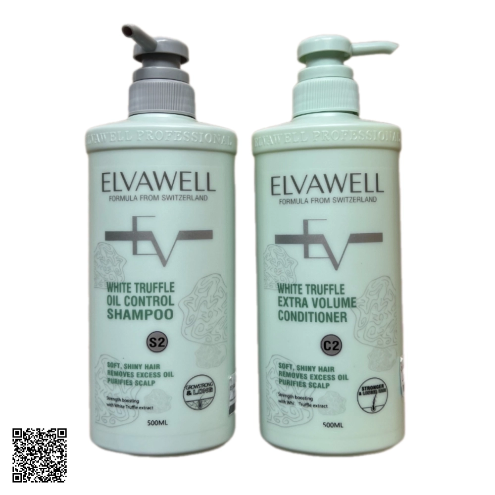 Bộ Gội Xả Giảm Rụng Tóc Sạch Dầu Bết Elvawell 500ml